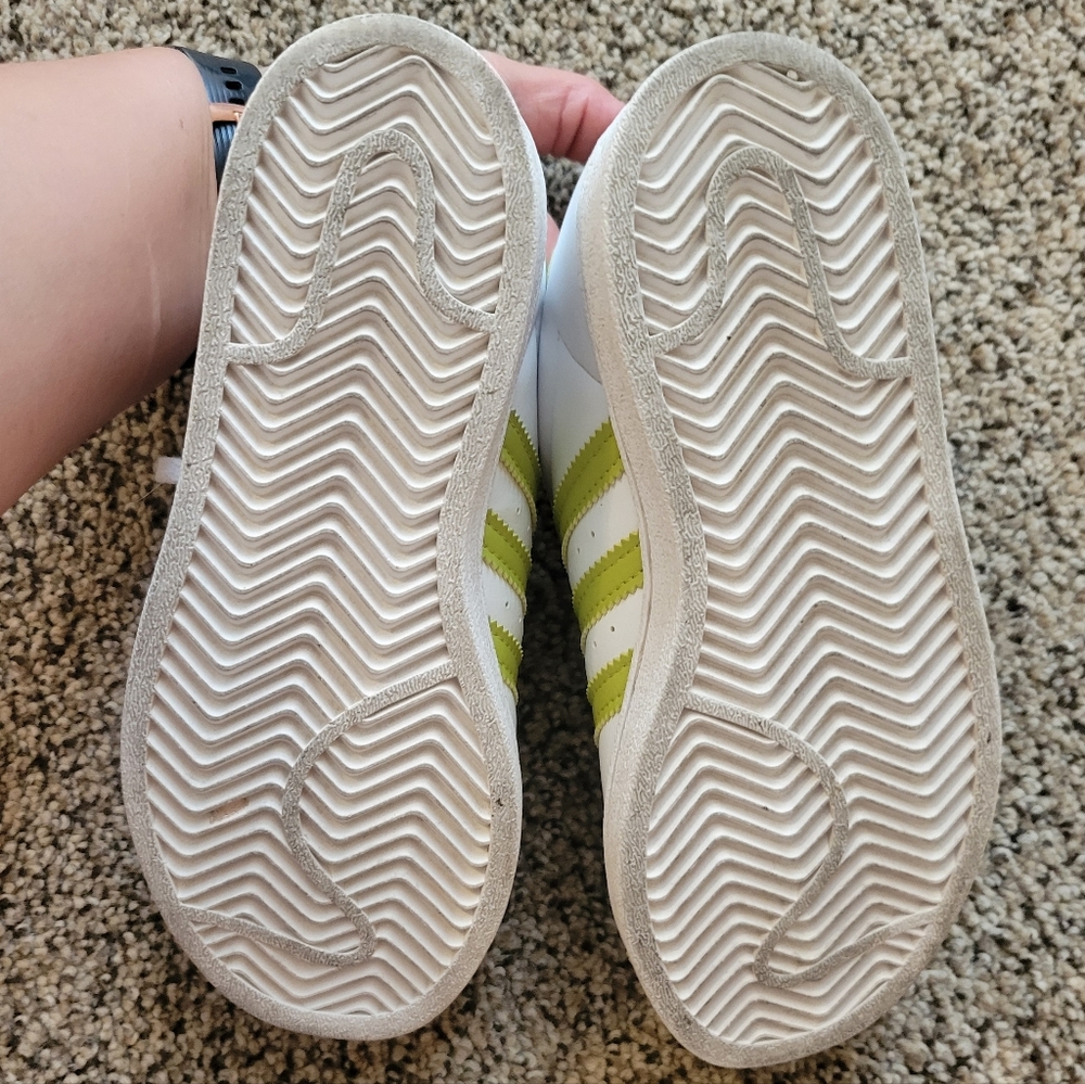 adidas Kids White and Lime Green Cartoon Sneakers - Picture 8 of 13
